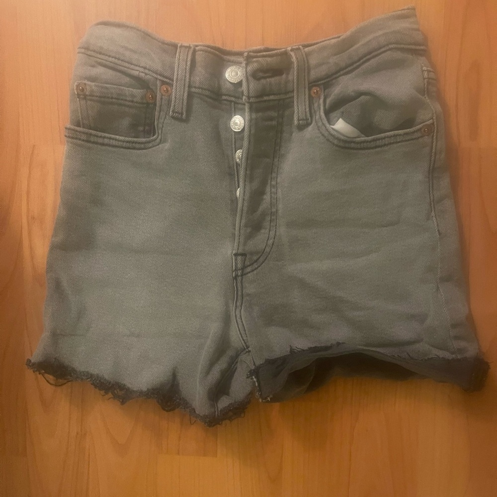 Levi's Cut Off Jean Shorts Size 24 Black High Rise Button Fly
